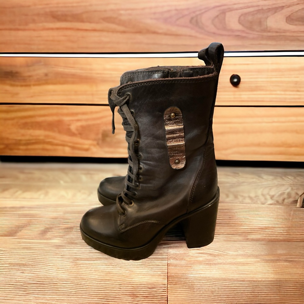 Emanuele Cransto Brown Lace Up Boots Size 7 1/2